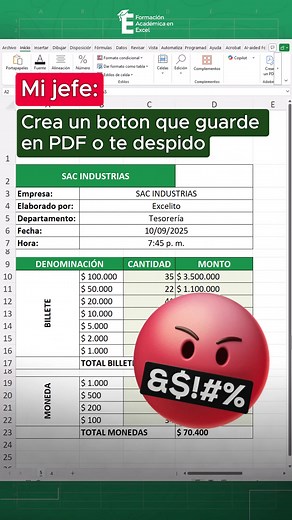 Exporta Excel a PDF con un clic fácilmente