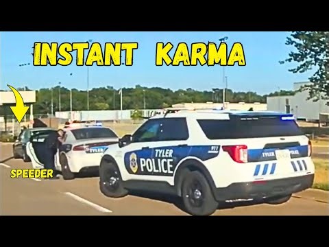 INSTANT KARMA AT BEST. Drivers busted by cops for speeding brake checks, Bad drivingInstantjustice