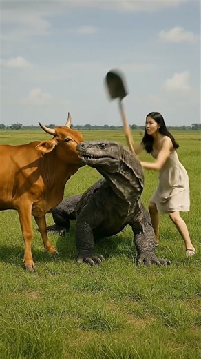 After attacking a lizard, the girl somehow turned it into a cow 🐂🐊🐾