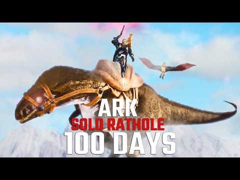 I Spent 100 days Solo In A Rathole Base VS 1000 Players In Ark... Here's What happened