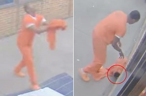 Video shows an inmate collecting weed and a cellphone dropped by drone into a jail's exercise yard.
