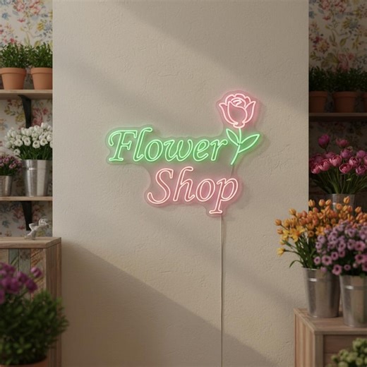 Flower Shop Neon Sign Florist Rose LED Wall Art Garden Boutique Wedding Decor - Etsy