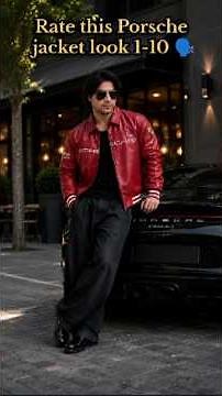 How to Style a Red Leather Jacket (Porsche Luxury Aesthetic) 🏎️💨 #shorts #mensfashion