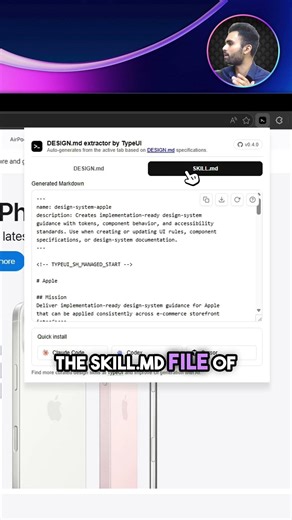 Fastest way to get DESIGN.md file of any site 🔥 #html #ai #javascript #coding #webdevelopment