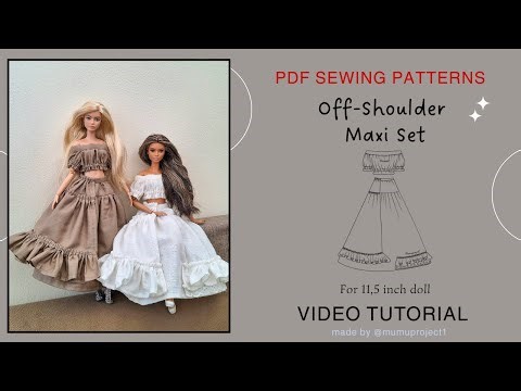 Barbie Clothes Tutorial | DIY Barbie Clothes | Off-shoulder Maxi Set for Barbie