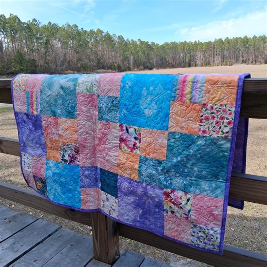 Handmade Baby Quilt – Chickadee Fabric by Create Joy Project – Dragonfly Quilted – 49 X 40.5 – Pastel Floral Nursery Quilt - Etsy