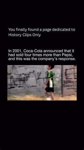History Clips Only on Instagram: "In 2001, Coca-Cola responded boldly 🥤, turning a sales rivalry into a clever visual message that instantly captured attention worldwide and defined brand confidence forever. The advertisement showed a child standing on Coca-Cola cans to reach a Pepsi button, subtly implying dominance without insults. Instead of boasting numbers, the brand let imagery speak. The quiet confidence flipped the narrative, proving smart marketing often wins by understatement, humor, 