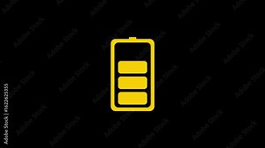 Animation of battery charging from empty to full, with an alpha channel background. The battery icon fills up with smooth animation