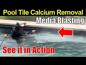 Pool Tile Calcium Removal with Media Blasting