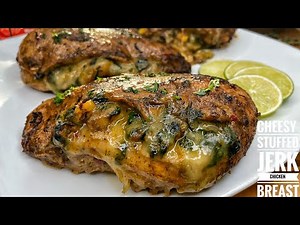 BANGING CHEESY STUFFED JERK CHICKEN BREAST ( STUFFED WITH SPINACH PRAWN AND SWEETCORN)