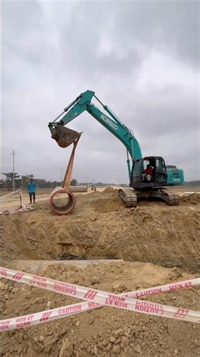 Precision Lift: Concrete Pipe Installation in Progress#shorts#youtubeshorts