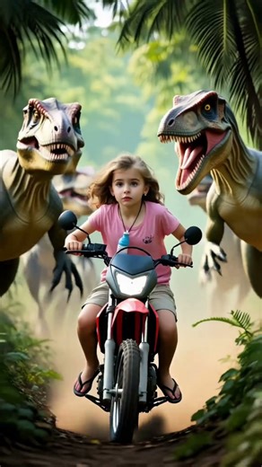 Little Rider Escapes T-Rex Pack on Dirt Bike!
