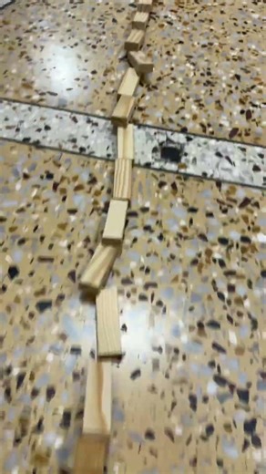 Kid Builds Domino Trail with Wooden Blocks 😍 | Satisfying Chain Reaction #shorts