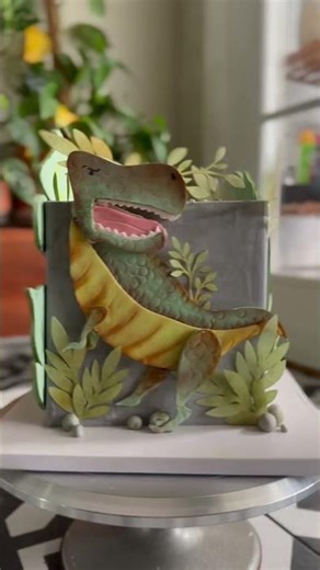 Dinosaur theme. #cake #dinosaurcake #fondantcake #cricut #jungle #edibleart #colourmill #wilton