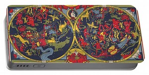 Star Map - Historic Chart of the Constellations - Map of the Sky - Illustrated Astronomical Chart Portable Battery Charger by Studio Grafiikka