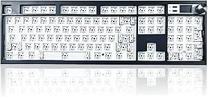 GMK104 Mechanical Keyboard Barebones,VIA Programmable Wireless BT5.0/2.4G/Type-C Gasket Mounted HotSwap Custom Barebones Keyboard Kit Full Size RGB Gaming DIY Key Board with Screen&Knob (Black)
