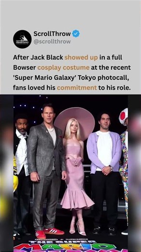 Jack Black’s "Bowser Cosplay" at Super Mario Galaxy Tokyo photocall has fans loving it 😭🔥 #jackblack