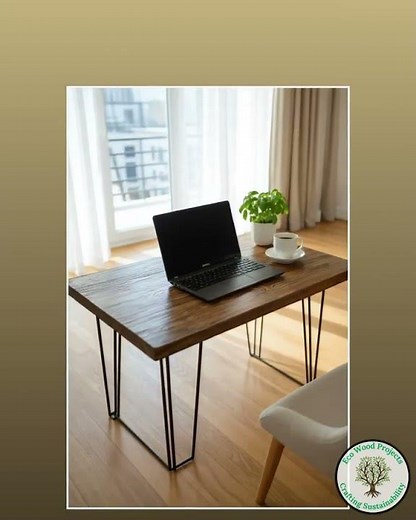 Real Wood Industrial Home Office Desk | Hairpin Legs | UK Made
