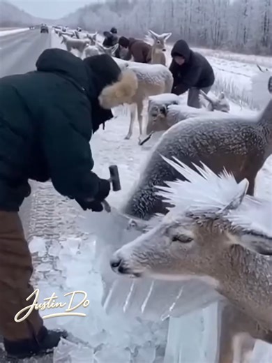 12:00 PM, January 29, 2026 — Upper Midwest Highway near Chicago By midday, drivers along a major highway discovered chilling scenes left by a record-breaking ice storm. Wildlife, including deer and bears, were found trapped beneath thick, uneven layers of frozen rain and snow. Travelers carefully stopped to help, breaking apart sections of ice to free the animals from the frozen roadway. This video was created by AI. This story is fictional and made for entertainment purposes only. |580 #DosHub 