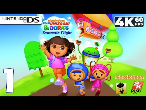Team Umizoomi & Dora's Fantastic Flight (Nintendo DS) - 4K60 Walkthrough World 1 - Grassy Lands