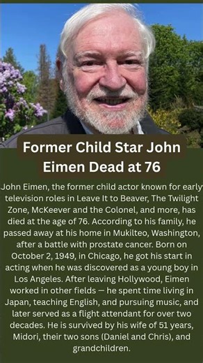 John Eimen, Leave It to Beaver Actor, Passes Away After Cancer Battle