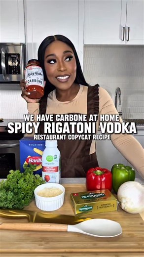 We Got Carbone at Home: Spicy Vodka Pasta 🍝 Carbone sent me their spicy vodka sauce, so I made a quick copycat dish at home. It’s easy to make. Just add heavy cream and it tastes just like the real version. I don’t know… the restaurant might not see me for a while 😌 Ingredients: Carbone Spicy Vodka Sauce Rigatoni Pasta Heavy Cream Fresh Garlic & Butter Green & Red Peppers Parmesan Cheese You can find @CarboneFineFood sauces at major grocery stores like Whole Foods, H-E-B, Kroger and Walmart. A
