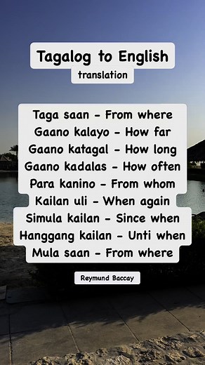 Tagalog to English basic translation #highlightseveryone #learn #learning #learnemhlish #learningenglish #englishlesson #englishlearning #education #students #englishvocabulary | Baccay Galves Reymund