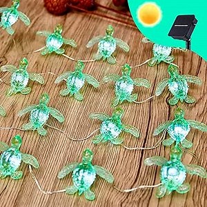 Solar Nautical String Lights, 40LED 14ft Waterproof Outdoor Fairy Lights, Sea Turtle Beach Ocean Decor for Patio Yard Balcony Garden Fence Window