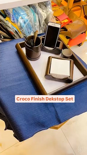 Croco Finish Dekstop Set Comprises ✅ ➖Slip Box with Slips ➖Pen Stand ➖Paper Weight ➖Holder ➖A4 Paper Tray. Order now 💯 #gifts #hampers #hamperbox #creatoons | Creatoons Gifting solutions