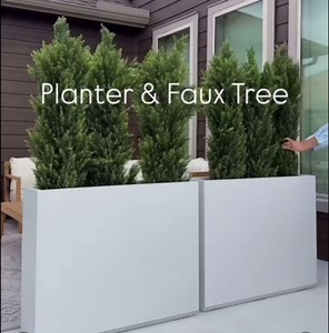 Wallowa Metallic Heavy Planter for Outdoor Plants, 38Lx10Wx30H Inches Tall and Long Metal Divider Planter Box with for Outside & Indoor, Seamless (White)