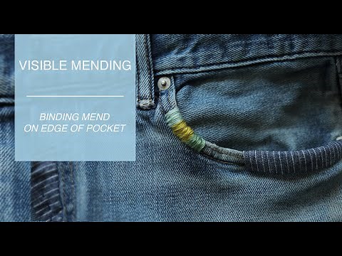 VISIBLE MENDING - binding on frayed pocket