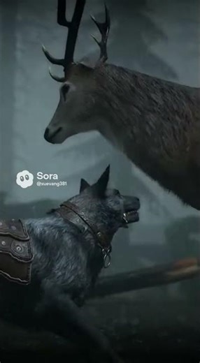 Alpha Wolf Battles Giant Stag in Dark For