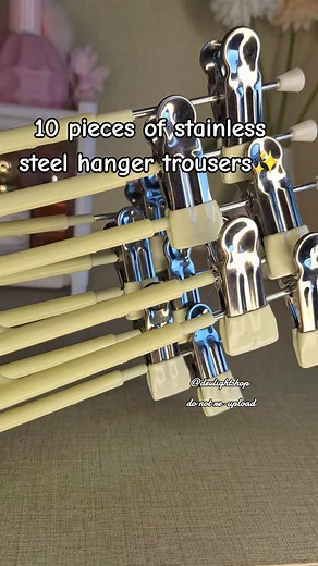 10pcs stainless steel hanger with clip ! how to order? just click the yellow bag.💛 #hanger #hangeforclothes #checkoutnabesh❤️ #fyp #hangers #fypシ゚viral #hanger #hangerwithclip