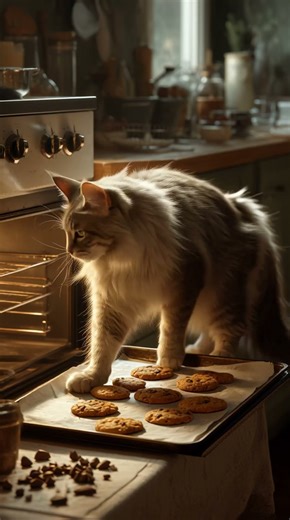 Adorable Cat Demands Fresh Cookies