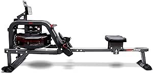 Sunny Health & Fitness Premium Water Rower w/Intensive Dynamic Real-Time Resistance, 300 LB Capacity Flip-able Rowing Machine for Home Training, Optional Free SunnyFit App Connection