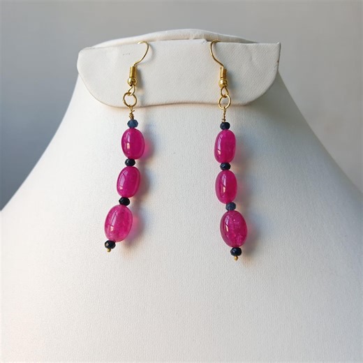 Pink Quartz Drops Earrings, - Etsy