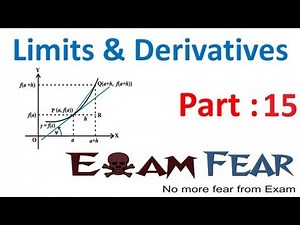 L15 : Example derivation- limits and derivatives, Mathematics, Class 11 Video Lecture