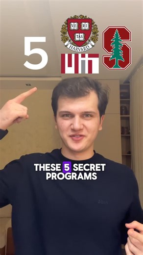 Amir Rakhimov | College Admissions on Instagram: "These 5 Secret Programs Almost Guarantee Your Harvard Stanford and MIT Acceptances They are completely free, very prestigious and recognized to be the best extracurriculars for high schoolers in the entire world. I’ll send you the full list with website links at the end of this video. These elite summer programs are just cheat codes for getting into Harvard, Stanford, MIT and other Top-20 universities. Most of them are related to STEM and Compute