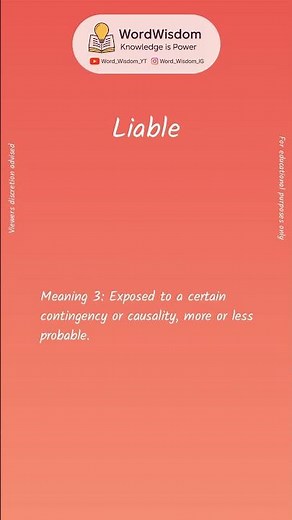What does "Liable" mean? | English vocabulary shorts | #liable #wordwisdom