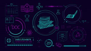 Animated infographics on the theme of learning and education.