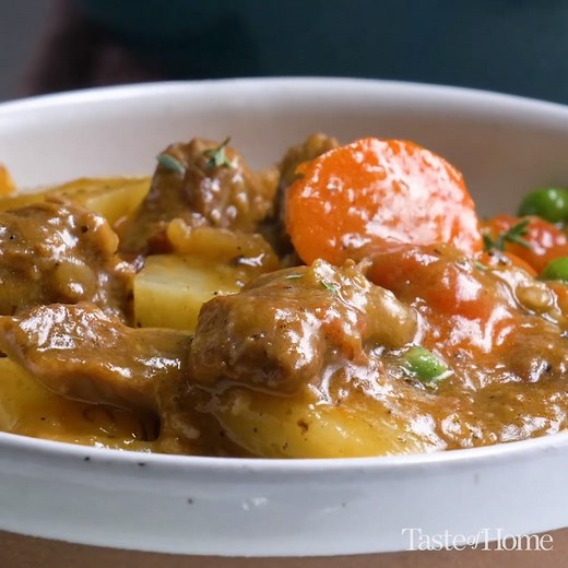 This mouth-watering stew will warm you right up on cold winter days. Get the recipe for Winter Oven Beef Stew: https://trib.al/HRBsI78 | Taste of Home