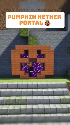 Pumpkin nether portal in Minecraft (upgrade build) #catmemes #minecrafttutorial