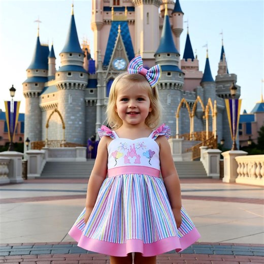 Custom Castle Dress Disney World Magic Kingdom Disneyland Cruise Birthday Outfit With Bow Mickey Balloons Embroidered Baby Girl NB-10 - Etsy