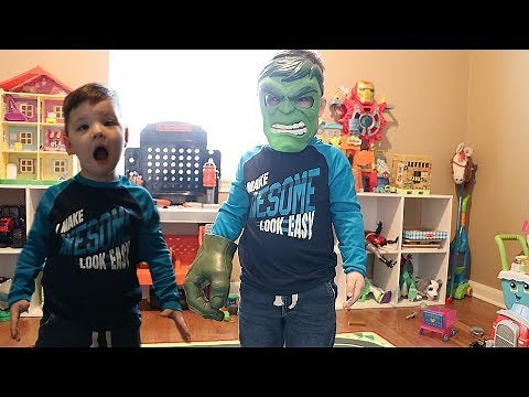 Caleb Pretend Play Clean Up Time with HULK and Opening New Toys!