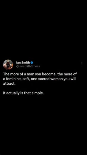 Ian Smith, Sr. on Instagram: "I'm going to keep hammering on this topic until the Red Pill woman-haters cry all their tears. And I'm speaking from personal experience. The less of a man you are - unresolved trauma, vices, unpredicability, anger, selfishness, inability to listen to her, emotionally stunted, etc - the less of a woman you will attract. You cannot expect a woman to feel safe to be soft, vulnerable, and feminine around you if you cannot provide that space for her to do so. One comes 