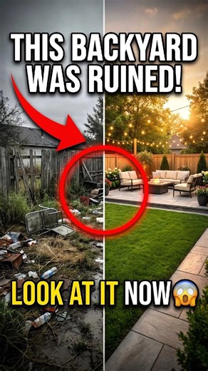 Backyard Transformation 😱✨ #beforeandafter #interiordesign #transformyourhome #roomtransformation