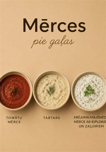 Mērces pie gaļas: tomātu, tartara un krējuma-ķiploka receptes