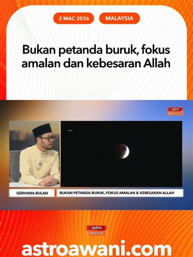 Ketua Pegawai Eksekutif Zikra, Ustaz Imran Mohd Zaki menjelaskan bahawa fenomena gerhana bulan sering mencetuskan konspirasi dan dakwaan akhir zaman. Beliau menasihatkan umat Islam agar tidak membuat andaian tidak sahih dan sebaliknya menumpukan kepada amalan serta melihat kebesaran Allah ketika gerhana. #AWANInews