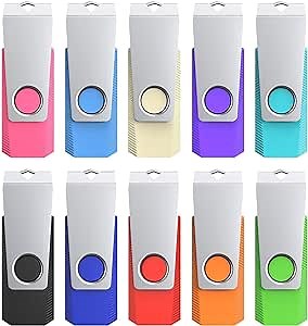 KEXIN 16GB Flash Drive 10 Pack Thumb Drive 16G USB Flash Drive with LED Indicator, USB Stick Pen Drive Swivel USB Drive 10 Pack 16 GB USB Flash Drives