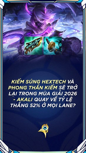 12K views · 103 reactions | Kiếm Súng Hextech và Phong Thần Kiếm sẽ trở lai trong mùa giải 2026 - Akali quay về tỷ lệ thắng 52% ở mọi lane? | Chia Sẻ Cùng Thách Đấu | Facebook